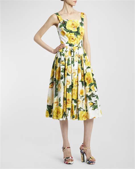 dolce gabbana yellow rose dress